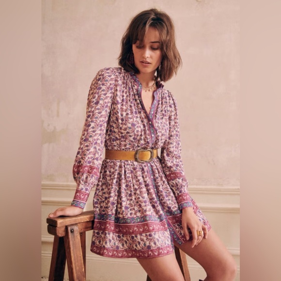 Sèzane Courte Lio Dress Mini Flowers Violet FR36 - Picture 7 of 11